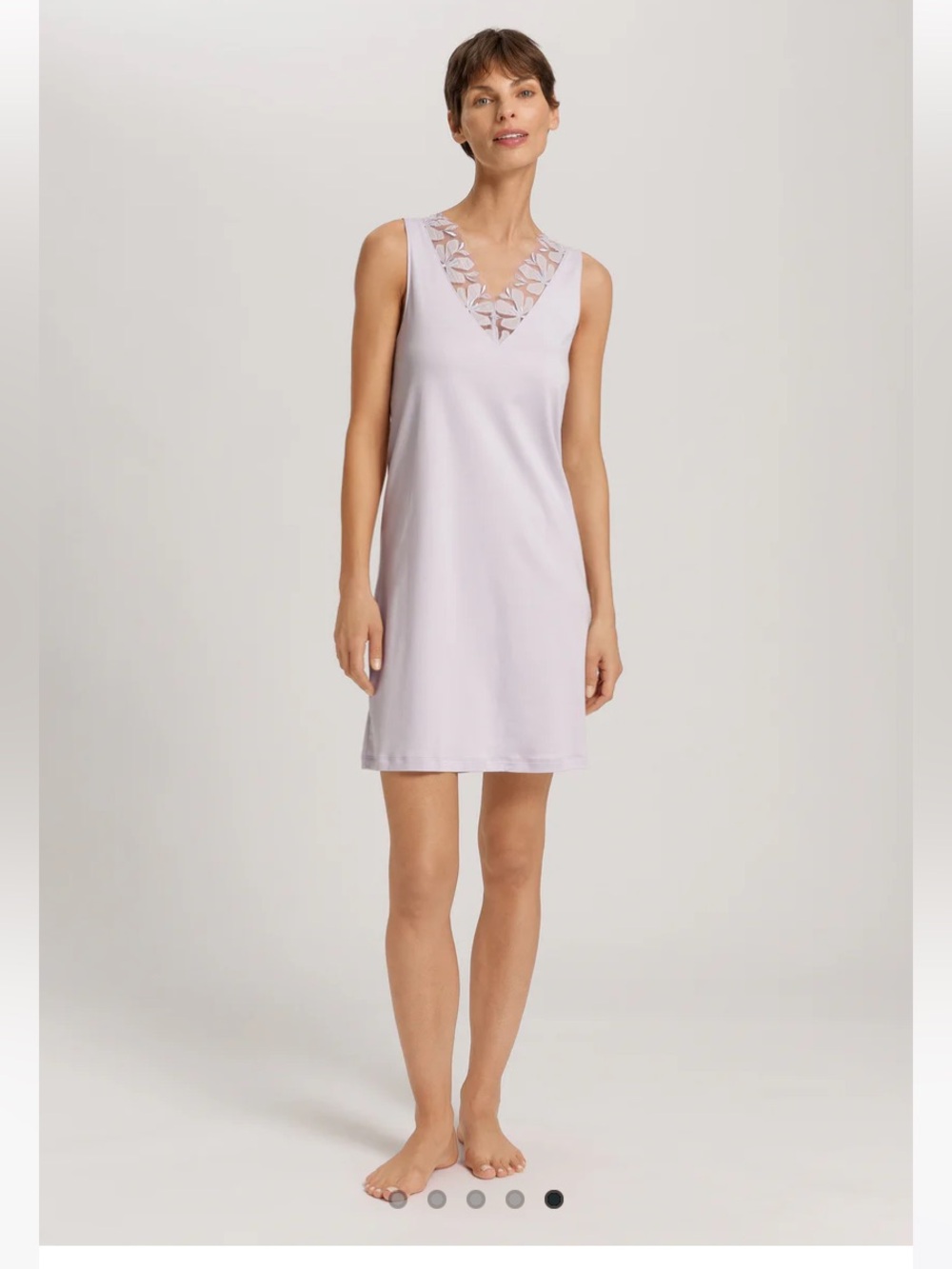NWT Hanro Luxury Sleepwear 100% Cotton Tank Gown With Lace V-Neck Trim Purple M